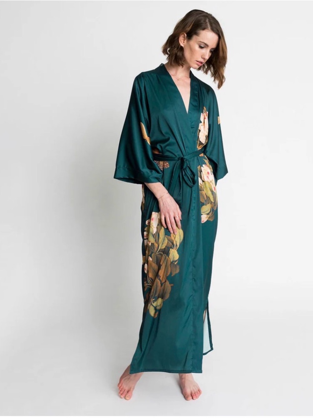 new PEONY & BUTTERFLY LONG KIMONO ROBE Kim+ono